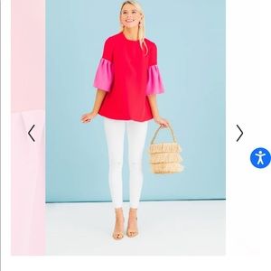 Edit Red Color Block Anderson Swing Top